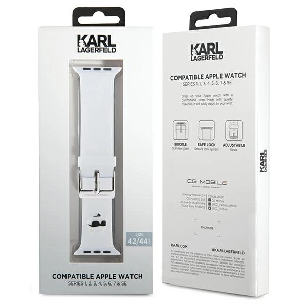 Karl Lagerfeld 3D Rubber Choupette Head Strap for Apple Watch 42/44/45/49mm - Whiteeng