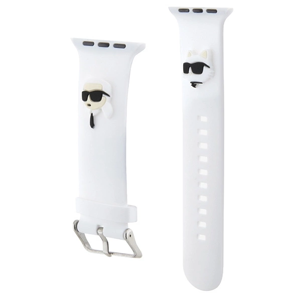 Karl Lagerfeld 3D Rubber Karl&Choupette Heads strap for Apple Watch 42/44/45/49mm - whiteeng