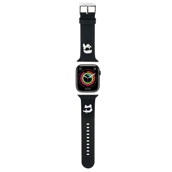 Karl Lagerfeld 3D Rubber Karl&Choupette Heads strap for Apple Watch 42/44/45/49mm - blackeng
