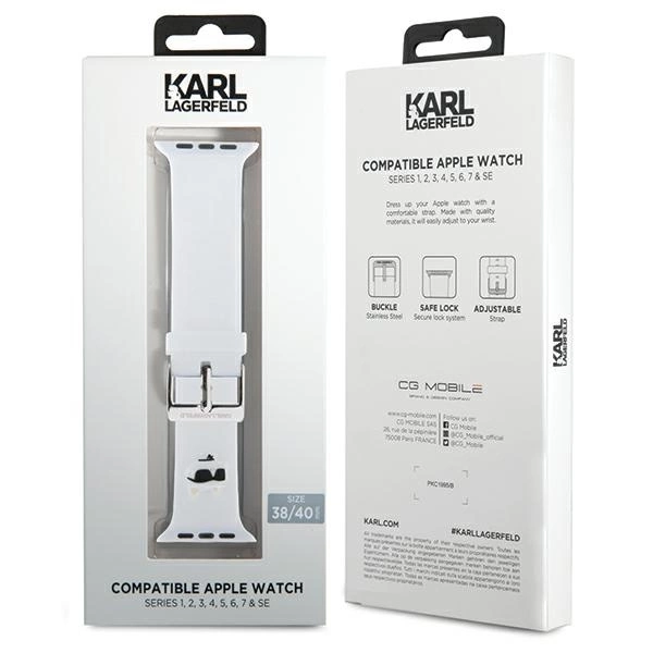 Karl Lagerfeld 3D Rubber Choupette Heads Strap for Apple Watch 38/40/41mm - Whiteeng