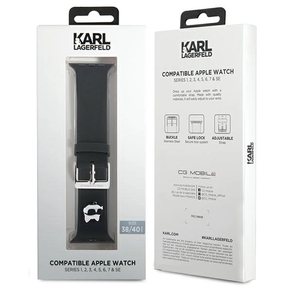 Karl Lagerfeld 3D Rubber Choupette Heads Strap for Apple Watch 38/40/41mm - Blackeng