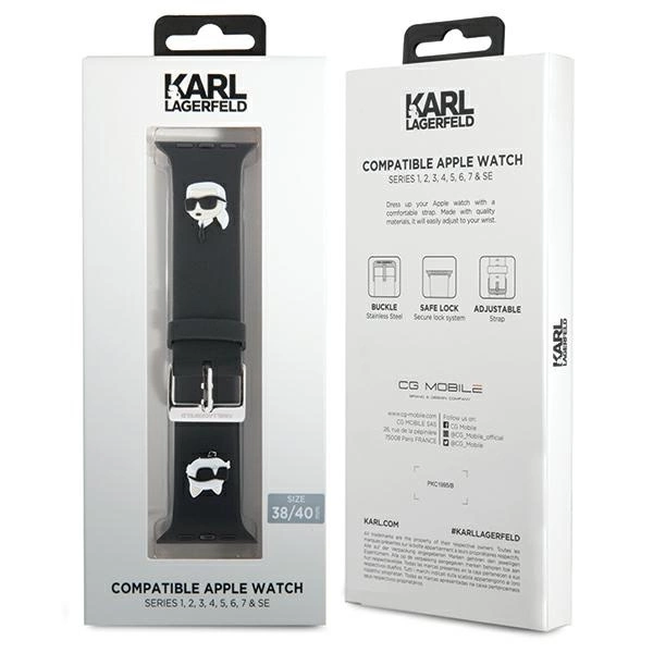 Karl Lagerfeld 3D Rubber Karl&Choupette Heads strap for Apple Watch 38/40/41mm - blackeng