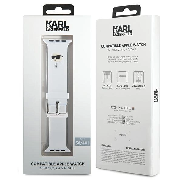 Karl Lagerfeld 3D Rubber Karl Head strap for Apple Watch 38/40/41mm - whiteeng