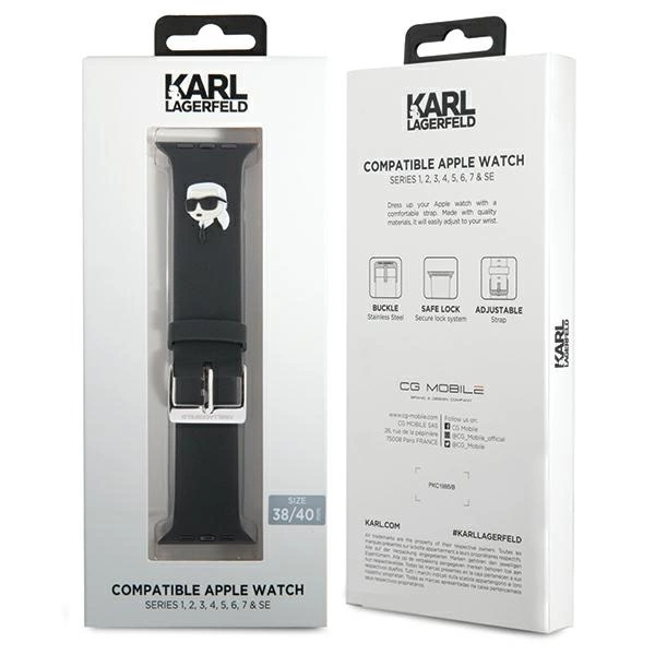 Karl Lagerfeld 3D Rubber Karl Head strap for Apple Watch 38/40/41mm - blackeng