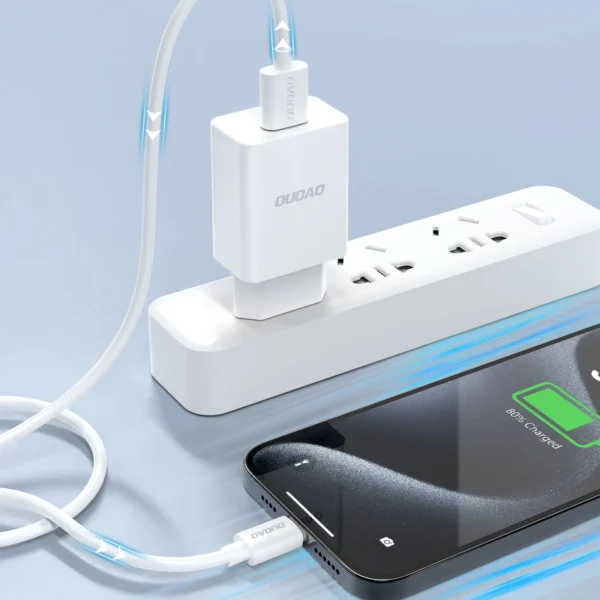 Dudao A4EU USB-A 2.1A wall charger - white + USB-A - micro USB cableeng