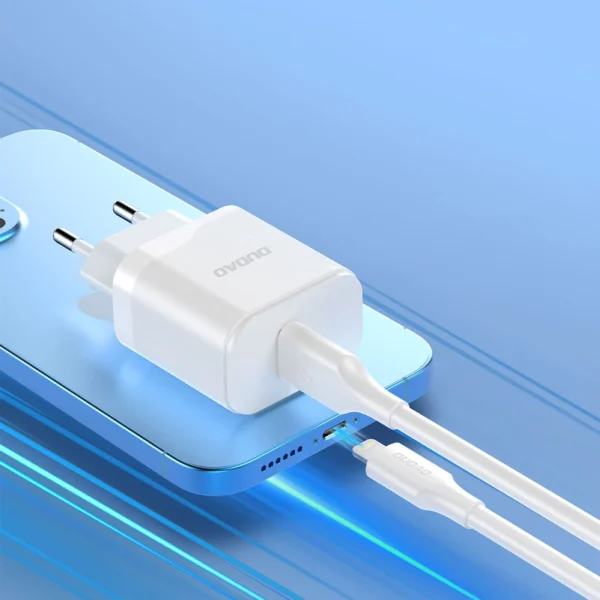 Dudao A20EU USB-A 18W network charger - white + USB-A - Lightning cableeng