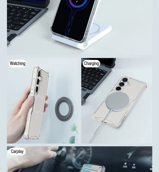 Nillkin Nature Pro armored case with a magnetic ring for Samsung Galaxy S24+ - whiteeng