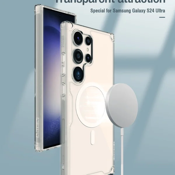 Nillkin Nature Pro armored case with a magnetic ring for Samsung Galaxy S24 Ultra - whiteeng