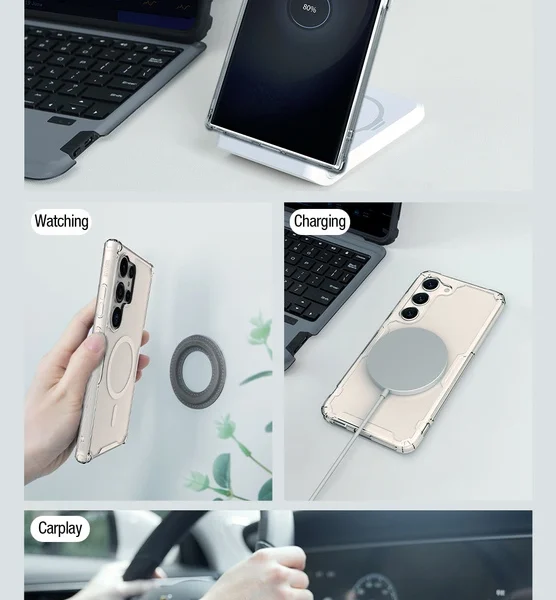 Nillkin Nature Pro armored case with a magnetic ring for Samsung Galaxy S24 Ultra - whiteeng