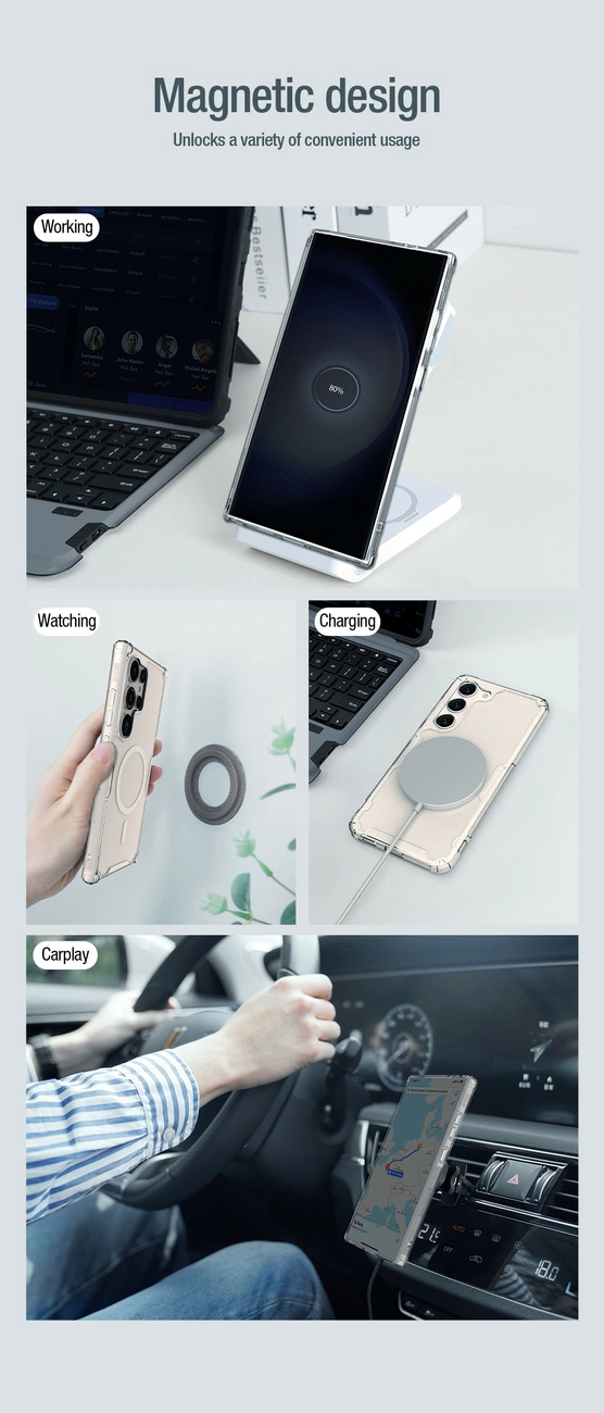 Nillkin Nature Pro armored case with a magnetic ring for Samsung Galaxy S24 Ultra - whiteeng