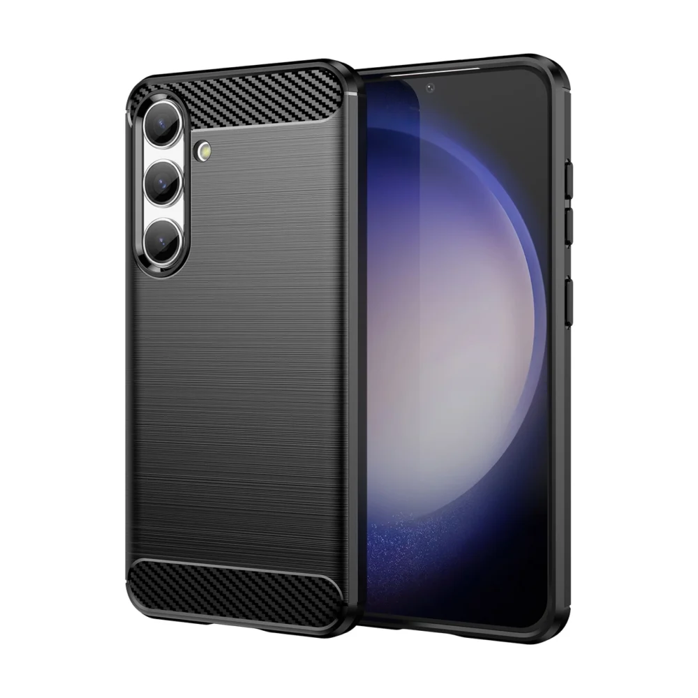 Carbon Case for Samsung Galaxy S24 Flexible Silicone Carbon Cover - Blackeng