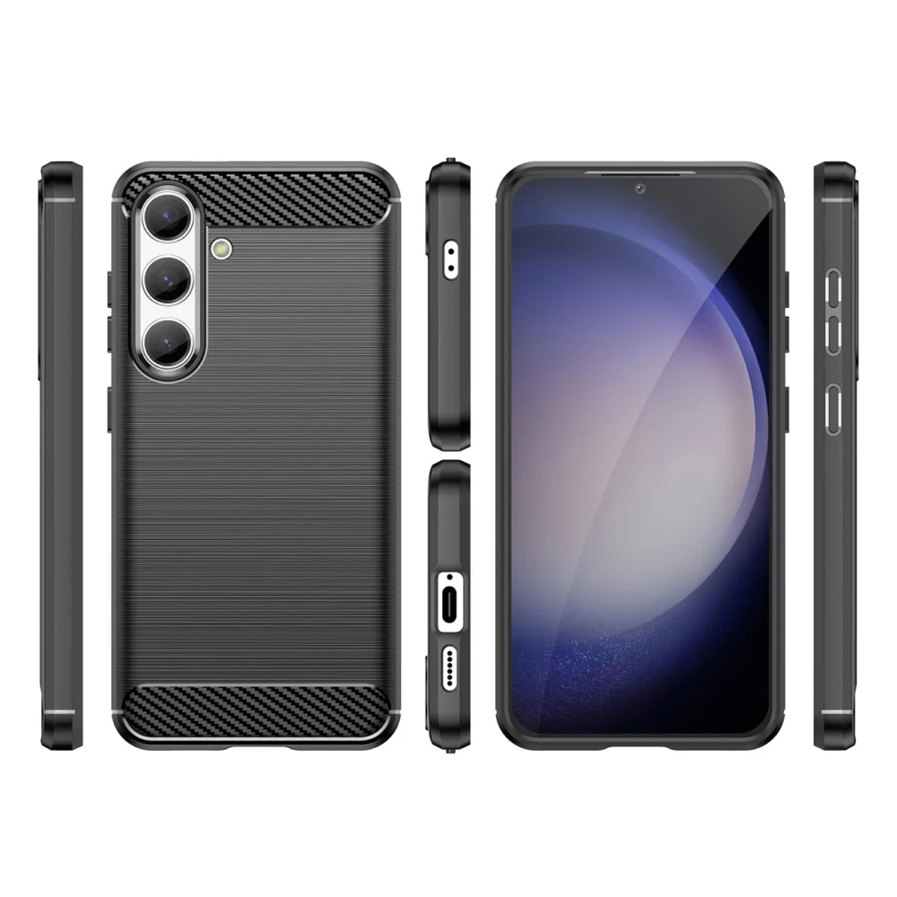 Carbon Case for Samsung Galaxy S24 Flexible Silicone Carbon Cover - Blackeng