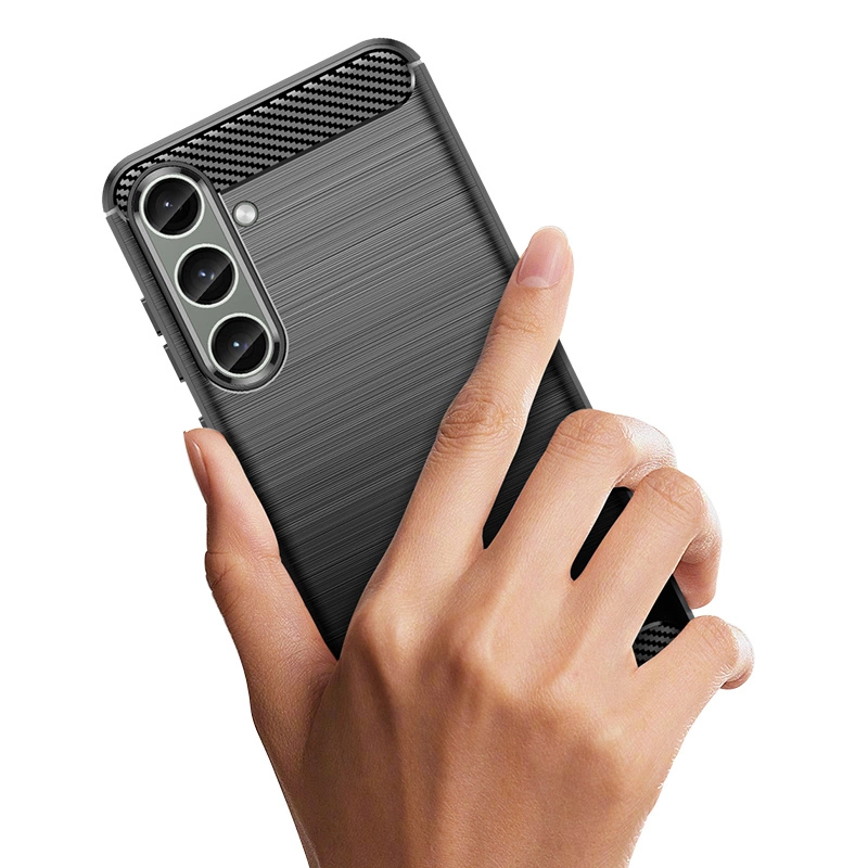 Case for Carbon Case Samsung Galaxy S24+ flexible silicone carbon cover - blackeng