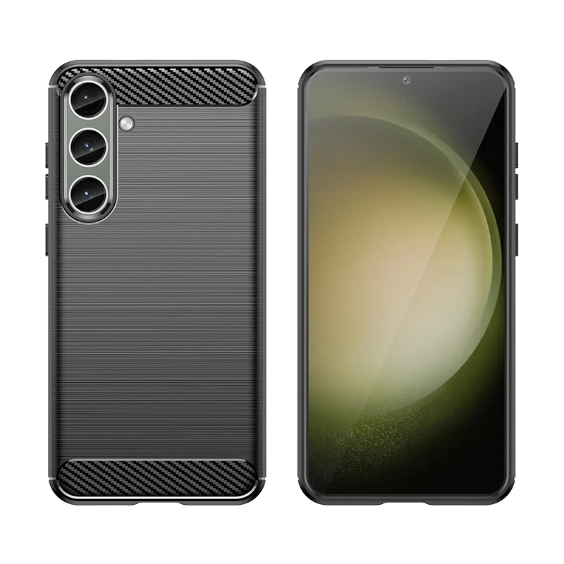 Case for Carbon Case Samsung Galaxy S24+ flexible silicone carbon cover - blackeng