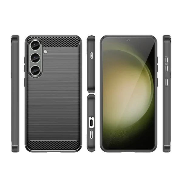 Case for Carbon Case Samsung Galaxy S24+ flexible silicone carbon cover - blackeng