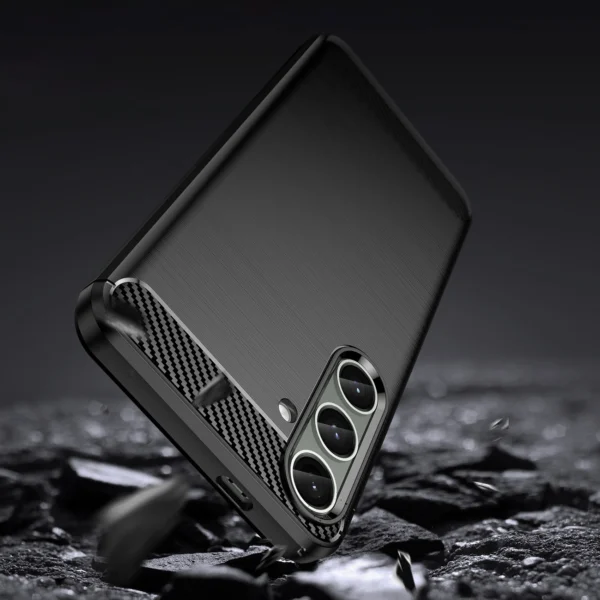 Case for Carbon Case Samsung Galaxy S24+ flexible silicone carbon cover - blackeng