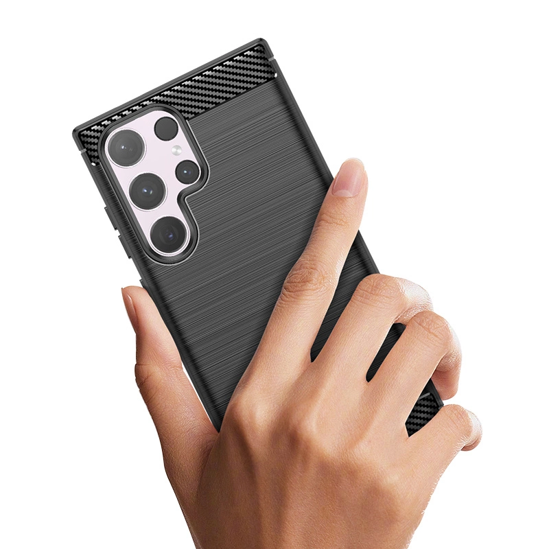 Carbon Case for Samsung Galaxy S24 Ultra Flexible Silicone Carbon Cover - Blackeng