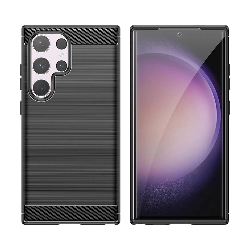 Carbon Case for Samsung Galaxy S24 Ultra Flexible Silicone Carbon Cover - Blackeng
