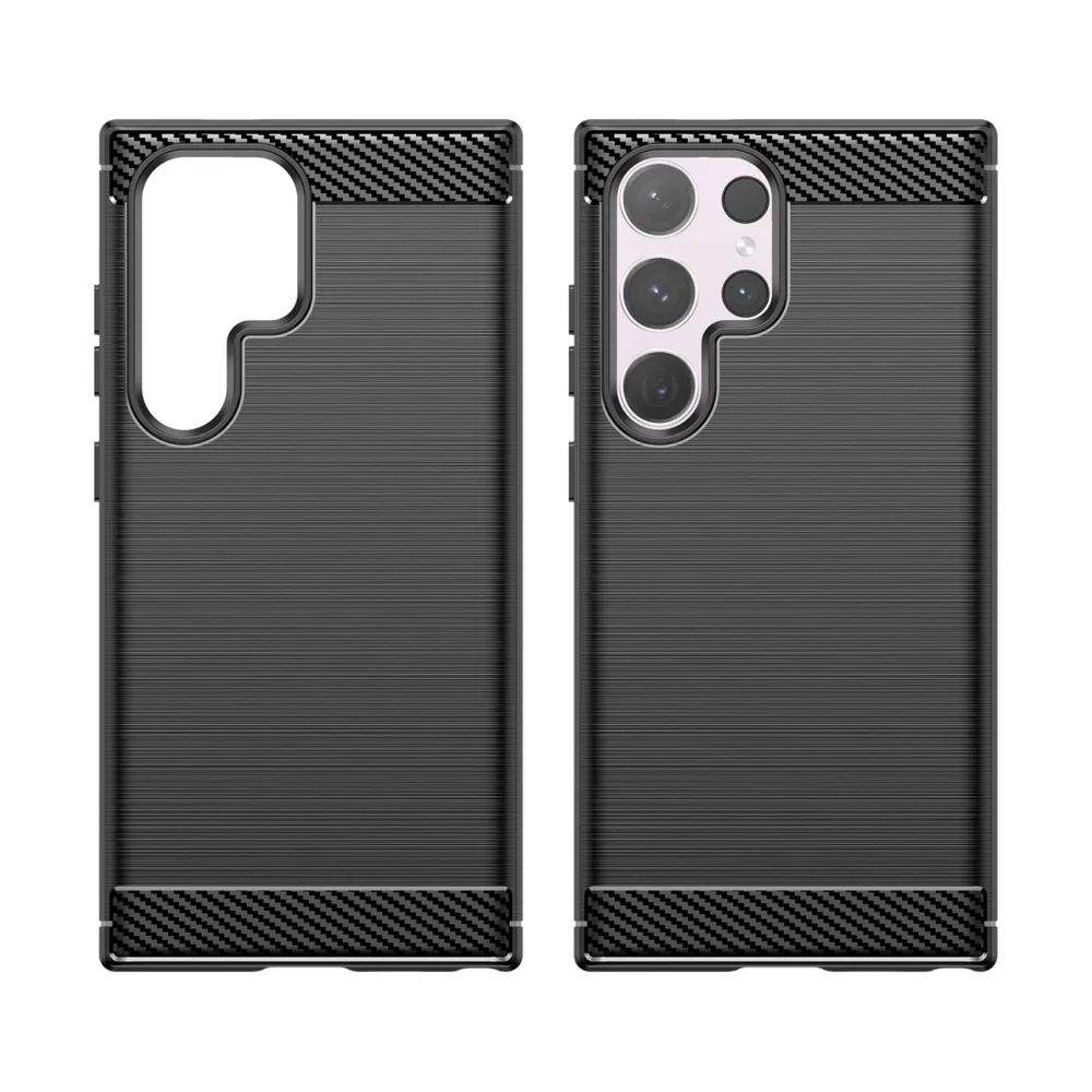 Carbon Case for Samsung Galaxy S24 Ultra Flexible Silicone Carbon Cover - Blackeng