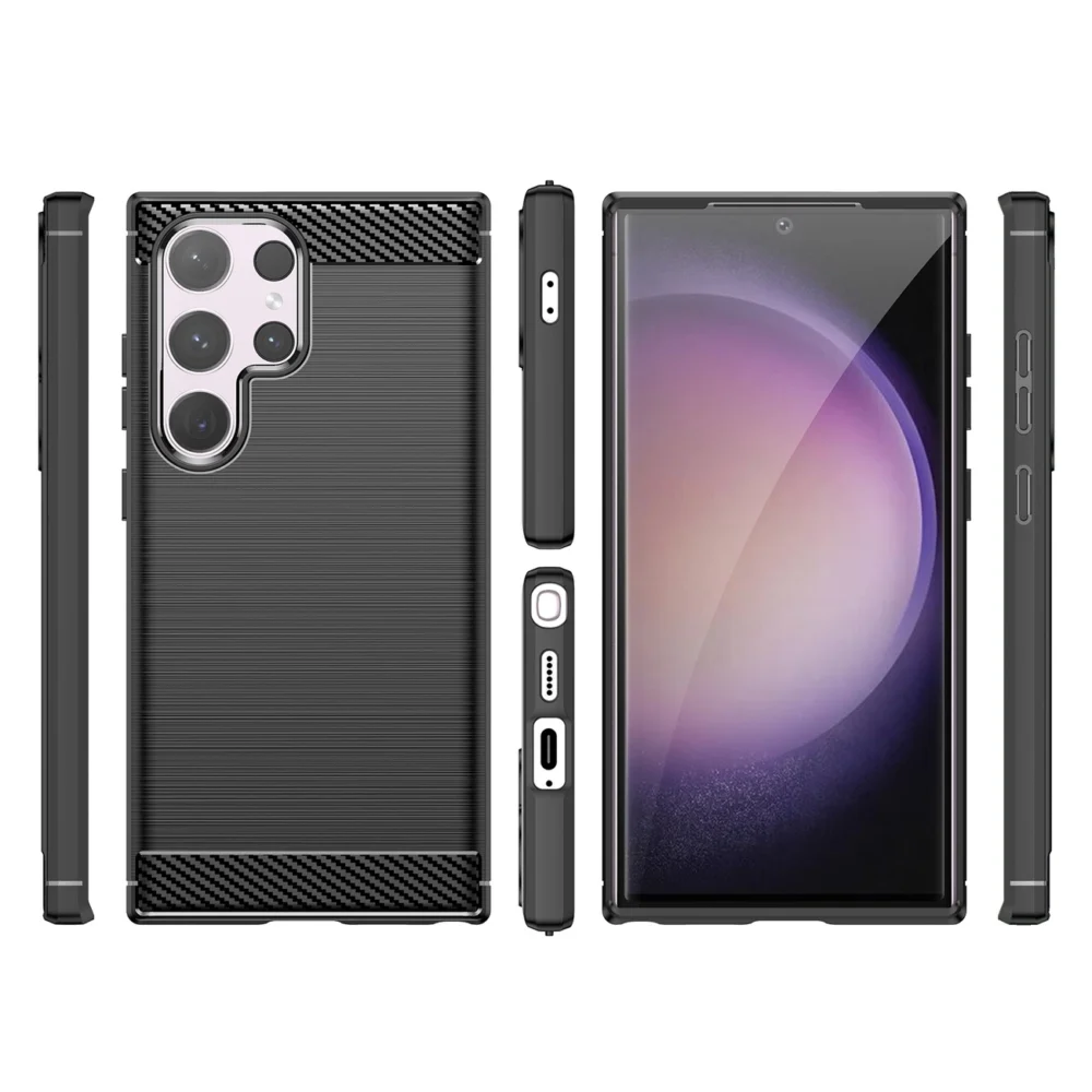 Carbon Case for Samsung Galaxy S24 Ultra Flexible Silicone Carbon Cover - Blackeng