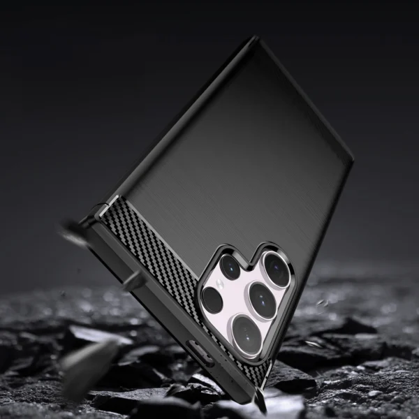 Carbon Case for Samsung Galaxy S24 Ultra Flexible Silicone Carbon Cover - Blackeng