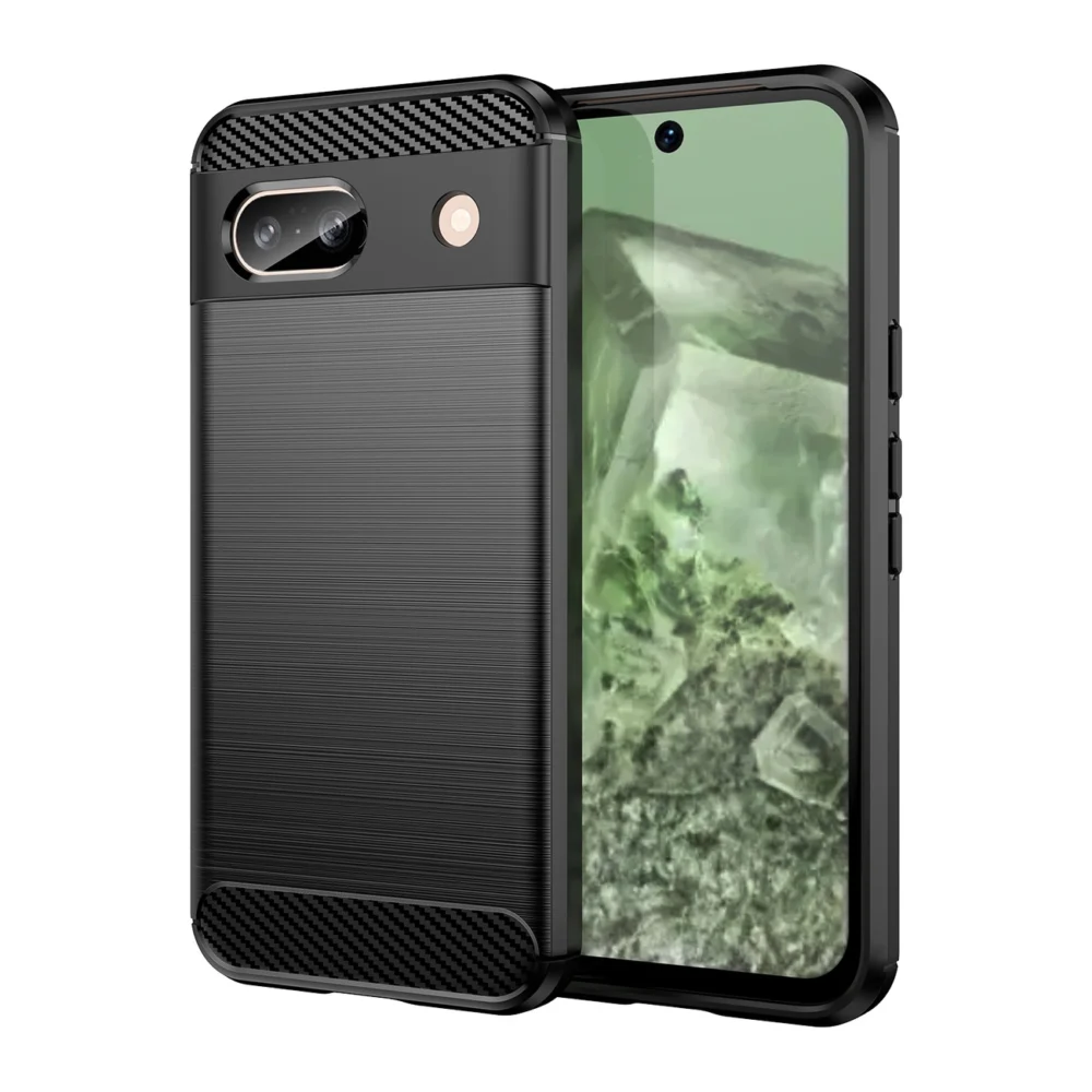 Carbon Case for Google Pixel 8A Flexible Silicone Carbon Cover - Blackeng