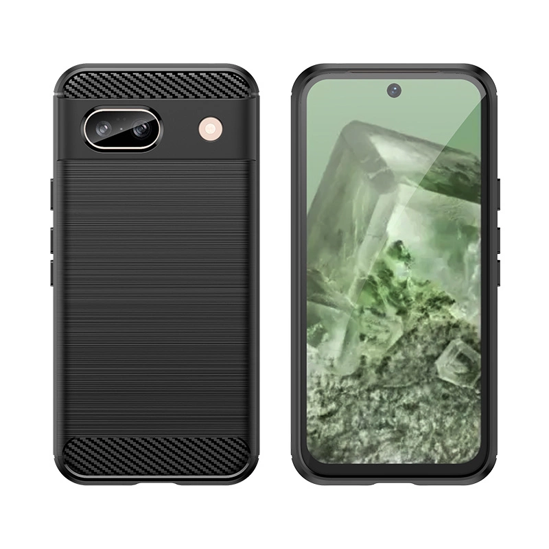 Carbon Case for Google Pixel 8A Flexible Silicone Carbon Cover - Blackeng