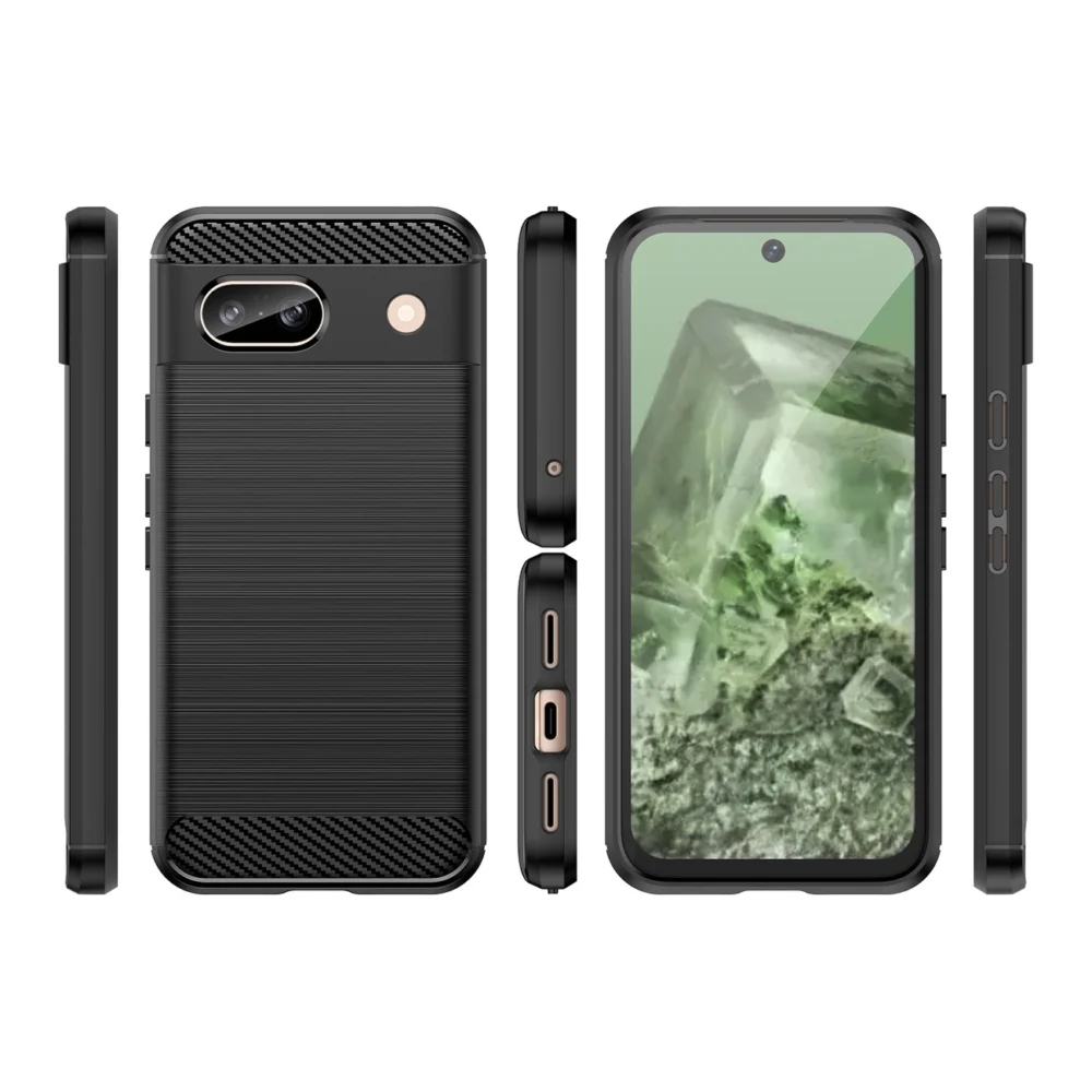 Carbon Case for Google Pixel 8A Flexible Silicone Carbon Cover - Blackeng