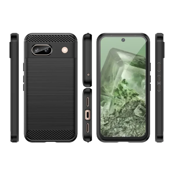 Carbon Case for Google Pixel 8A Flexible Silicone Carbon Cover - Blackeng