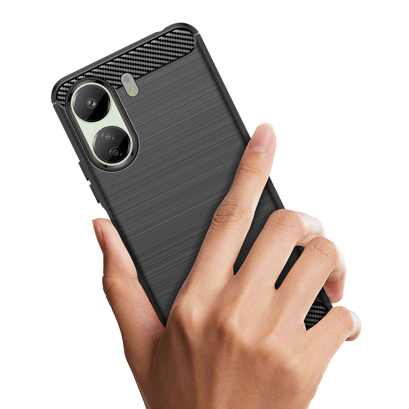 Carbon Case for Xiaomi Redmi 13c Flexible Silicone Carbon Cover - Blackeng