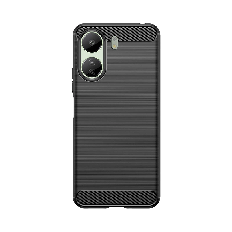Carbon Case for Xiaomi Redmi 13c Flexible Silicone Carbon Cover - Blackeng
