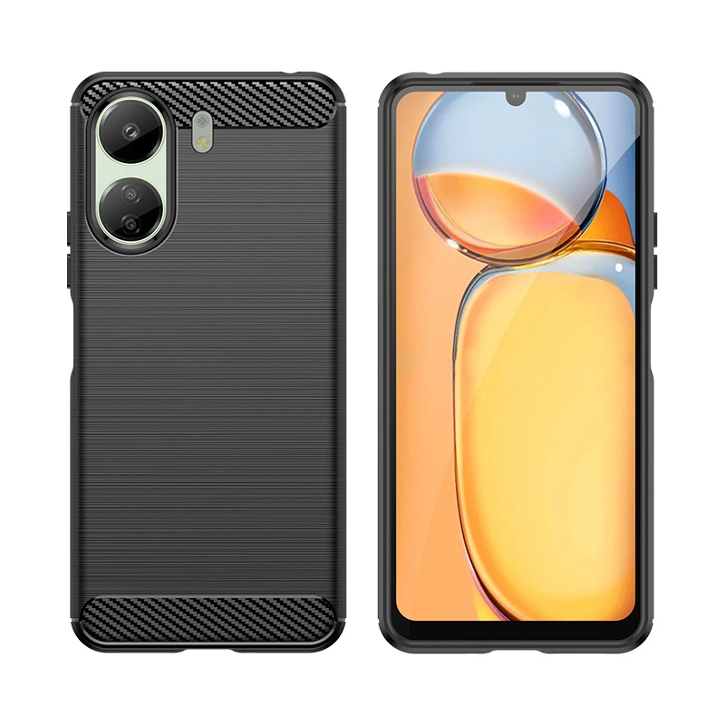 Carbon Case for Xiaomi Redmi 13c Flexible Silicone Carbon Cover - Blackeng