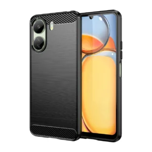 Carbon Case for Xiaomi Redmi 13c Flexible Silicone Carbon Cover - Blackeng