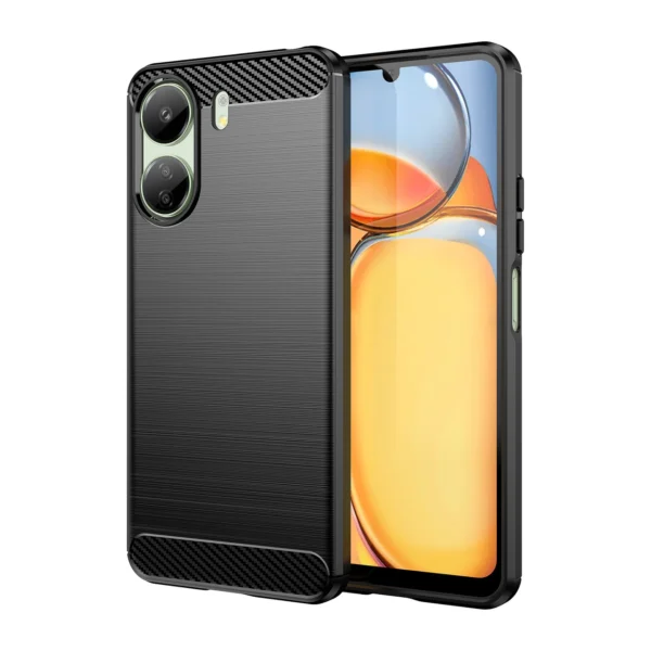 Carbon Case for Xiaomi Redmi 13c Flexible Silicone Carbon Cover - Blackeng