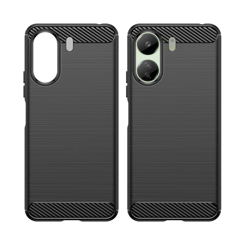 Carbon Case for Xiaomi Redmi 13c Flexible Silicone Carbon Cover - Blackeng