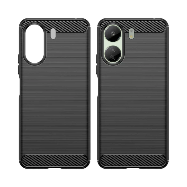 Carbon Case for Xiaomi Redmi 13c Flexible Silicone Carbon Cover - Blackeng