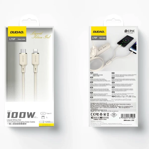 Dudao L7SF 2in1 cable USB-C - USB-C / Lightning 100W 1.2m - beigeeng