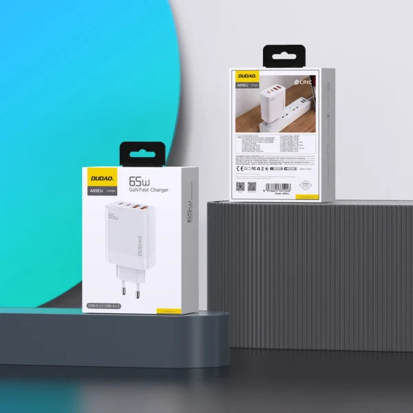 Dudao A65EU GaN network charger 2xUSB-A / 2xUSB-C PD 65W - whiteeng