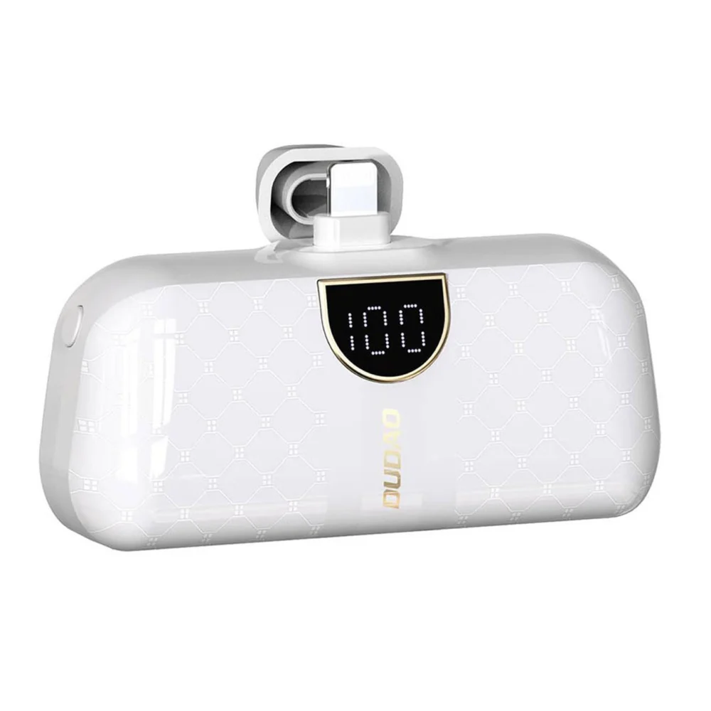 Dudao K20SL 5000mAh mini power bank with Lightning / USB-C connectors - whiteeng