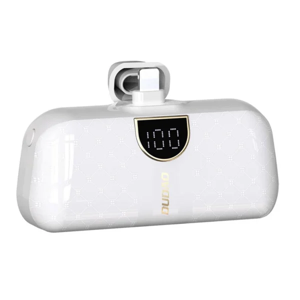 Dudao K20SL 5000mAh mini power bank with Lightning / USB-C connectors - whiteeng