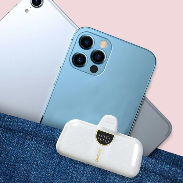 Dudao K20SL 5000mAh mini power bank with Lightning / USB-C connectors - whiteeng