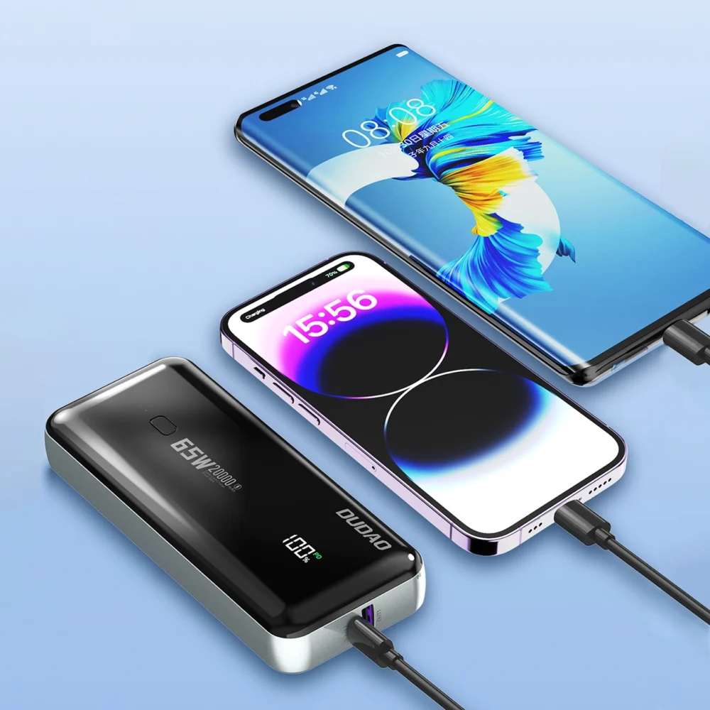 Dudao K65 20000mAh 65W Powerbank 1x USB-C 2x USB-A with display - blackeng