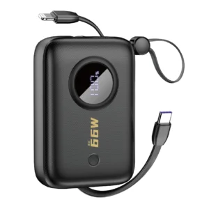 Dudao K14 10000mAh power bank with USB-C / Lightning cables - blackeng