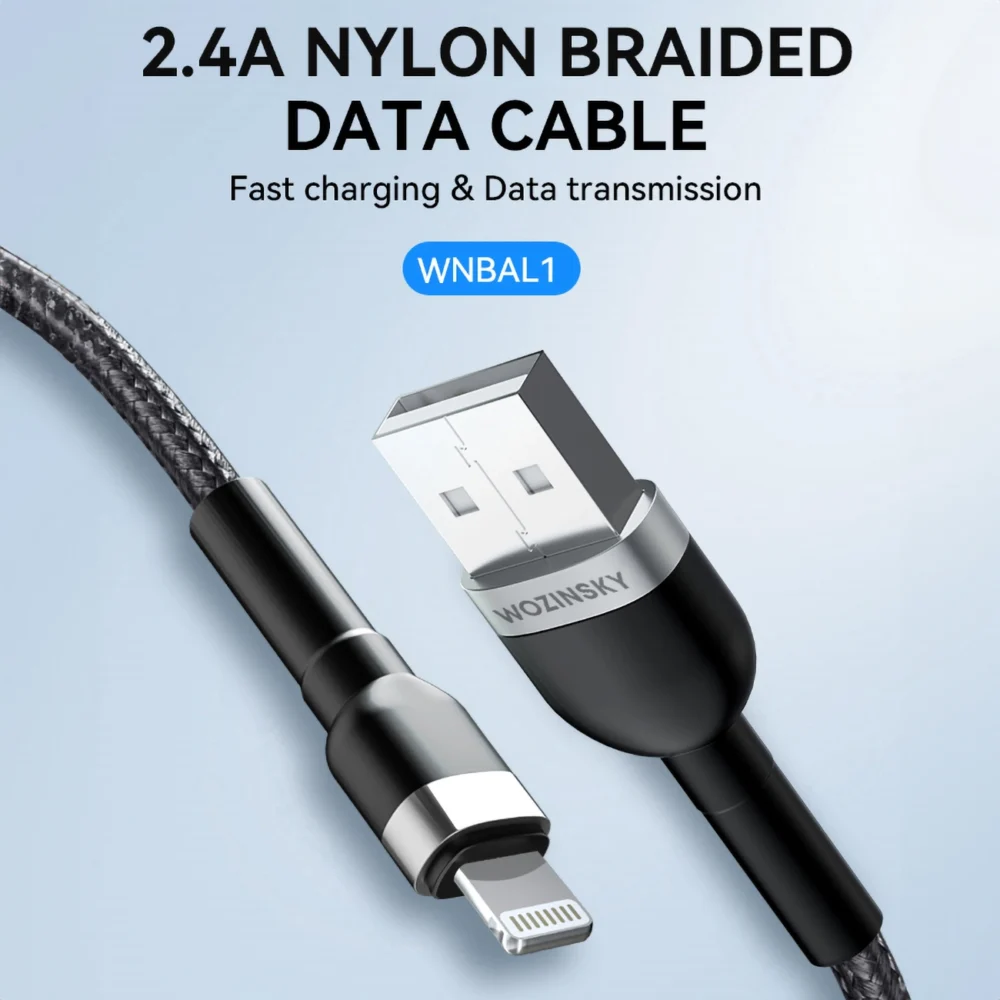 Wozinsky WNBAL1 USB-A / Lightning 2.4A cable 1 m - blackeng