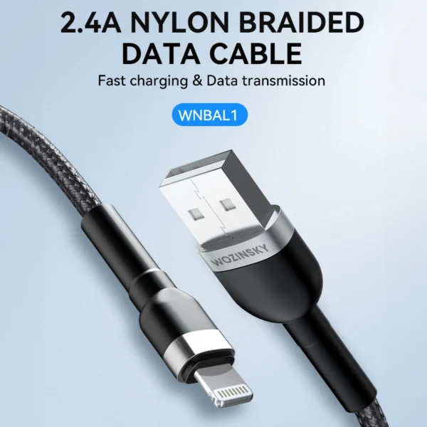 Wozinsky WNBAL1 USB-A / Lightning 2.4A cable 1 m - blackeng