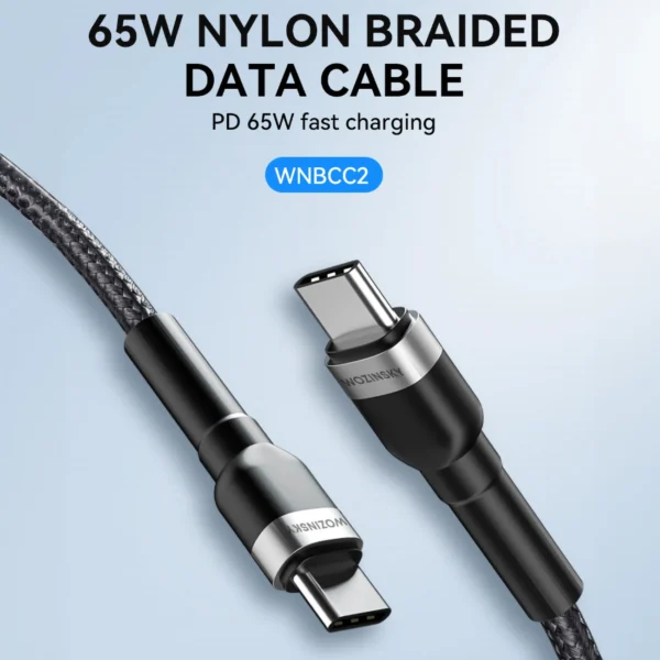 Wozinsky WNBCC2 USB-C / USB-C PD 65W cable 2 m - blackeng