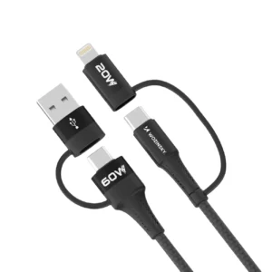 Wozinsky WNBAA 4in1 cable 2x USB-C 1x USB-A 1x Lightning 60W 1 m - blackeng