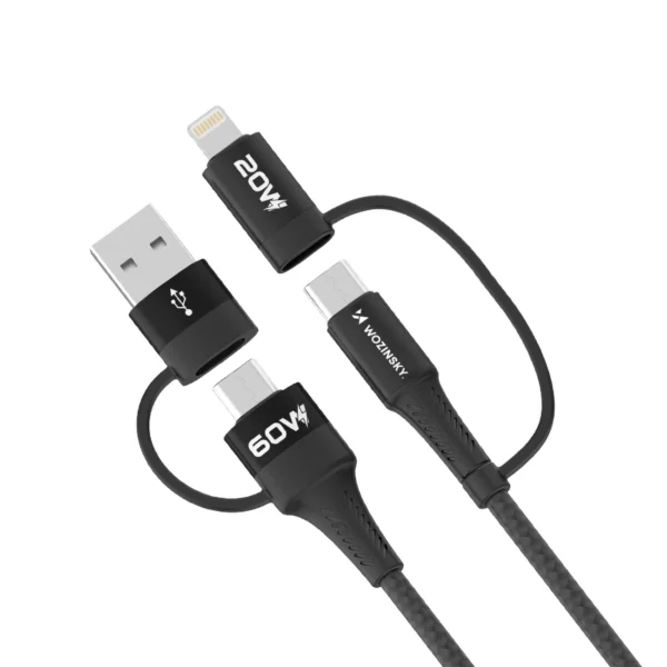 Wozinsky WNBAA 4in1 cable 2x USB-C 1x USB-A 1x Lightning 60W 1 m - blackeng