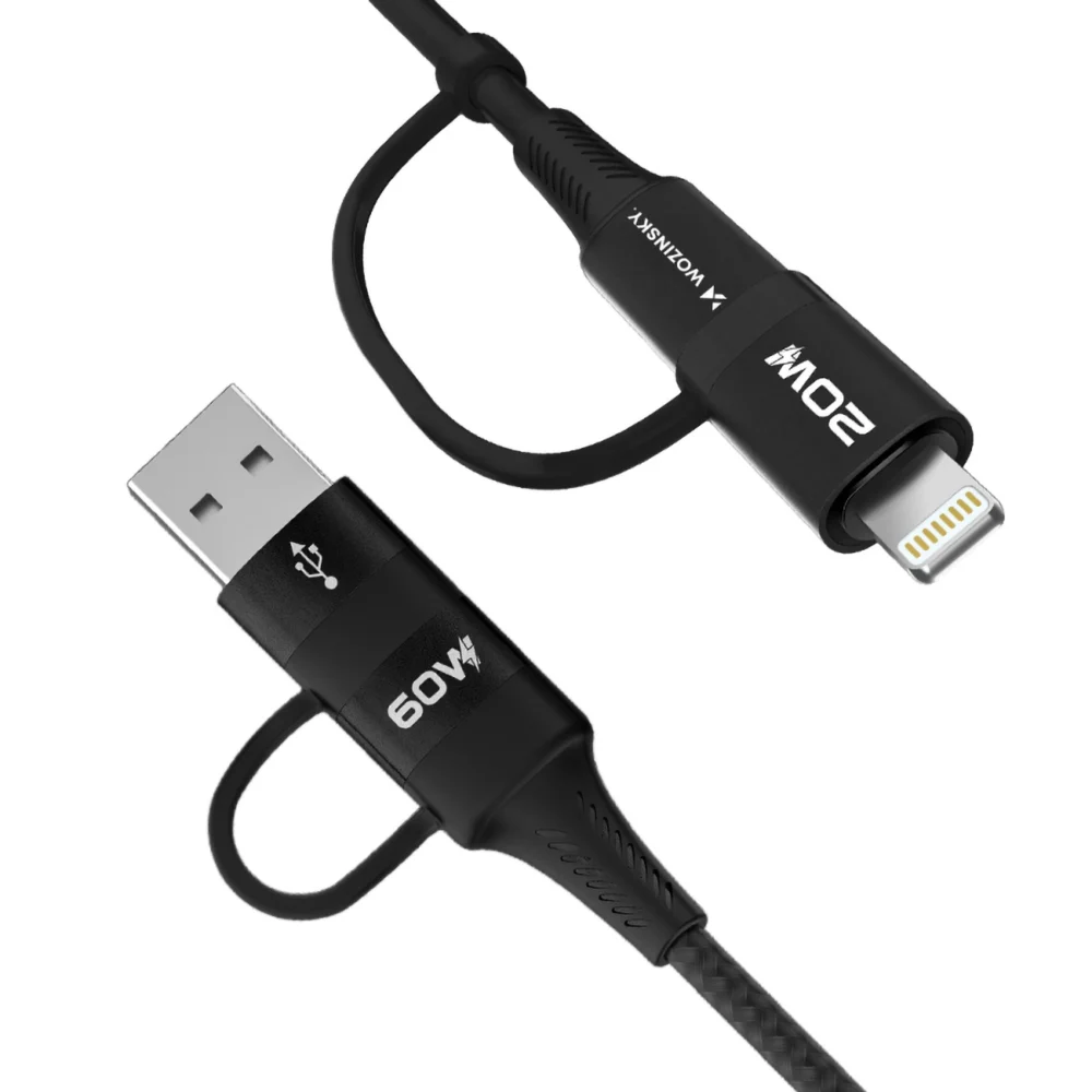 Wozinsky WNBAA 4in1 cable 2x USB-C 1x USB-A 1x Lightning 60W 1 m - blackeng