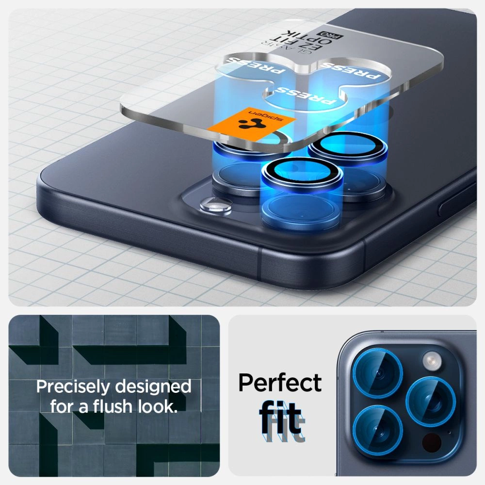 Spigen Optik.tR EZ Fit Camera Protector for iPhone 14 Pro / Pro Max / 15 Pro / Pro Max - Titanium Blue 2 pcs.eng